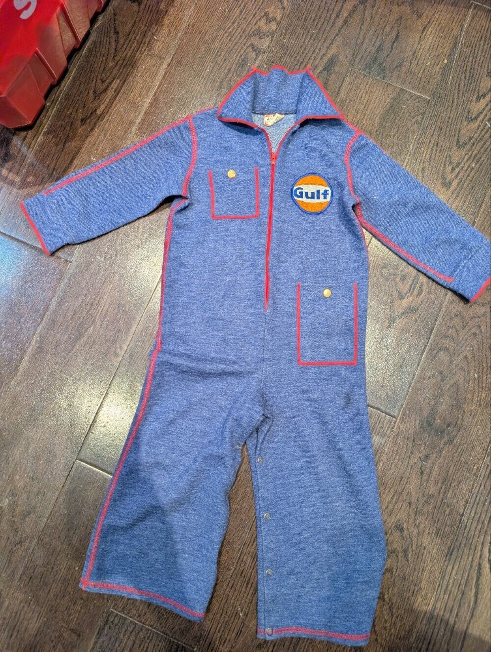 Vintage Gulf Oil Kids Coverall with Red Trim